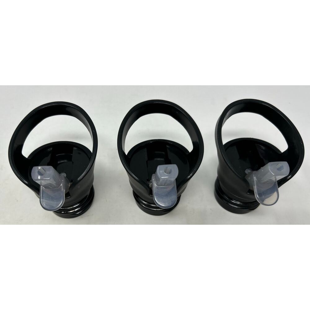 Replacement Lids Three Black Tumbler Lids with Built in Straws and Handle